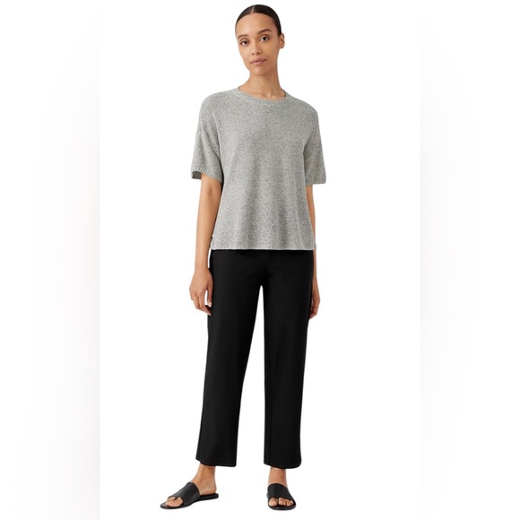 Eileen Fisher Black Straight Pant with Stretch Elastic Waistband Womens Size XS - Picture 3 of 12